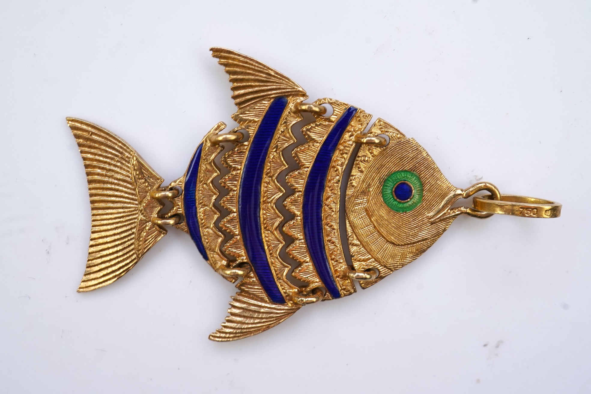 Ponzalli & Chini, a gold and enamel pendant, Italy, circa 1960